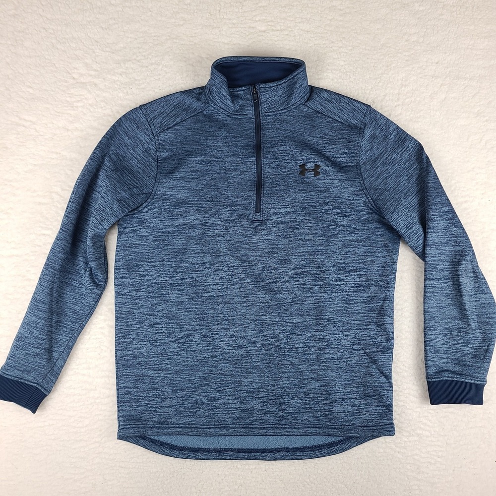 Under Armour Sweater Mens Medium Blue Heathered Loose Coldgear Performance Golf